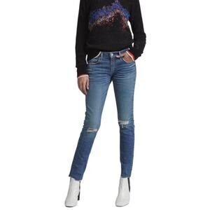 Rag & Bone Dre Capri Relaxed Raw Hem Knee Tear Jean in Dia Wash size 25